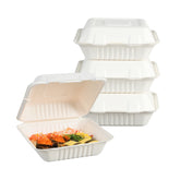 51439-200 Pack Natural Bagasse Fiber Disposable Food Storage Container 100% Compostable Clamshell To-Go Containers Eco-Friendly Take-Out Containers Made of Sugarcane (1 Compartment)