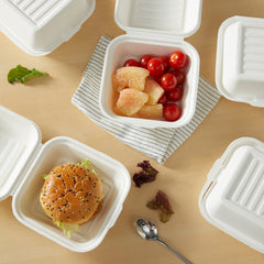 51437-500 Pack Natural Bagasse Fiber Disposable Food Storage Container