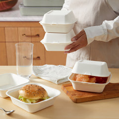 51437-500 Pack Natural Bagasse Fiber Disposable Food Storage Container