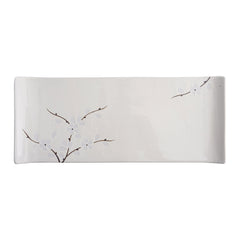51242- White Sakura 14" Rectanglar Porcelain Flat Plate, Sushi Plate, 12/Case