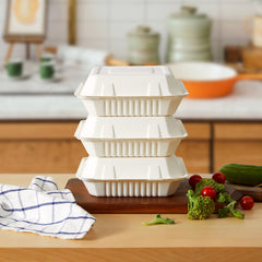 51440-200 Pack Natural Bagasse Fiber Disposable Food Storage Container 100% Compostable Clamshell To-Go Containers Eco-Friendly Take-Out Containers Made of Sugarcane (1 Compartment)