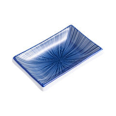 51253- Blue Radial 4" Rectanglar Porcelain Soy Sauce Dish, 72/Case