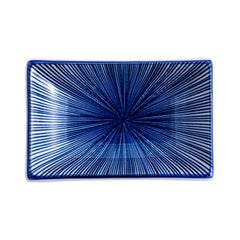 51253- Blue Radial 4" Rectanglar Porcelain Soy Sauce Dish, 72/Case