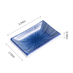 51253- Blue Radial 4" Rectanglar Porcelain Soy Sauce Dish, 72/Case