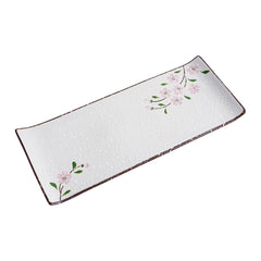 51184- Pink Sakura 14" Rectanglar Porcelain Flat Plate, Sushi Plate, 12/Case