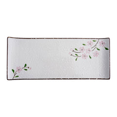 51184- Pink Sakura 14" Rectanglar Porcelain Flat Plate, Sushi Plate, 12/Case