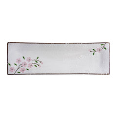 51175 - Pink Sakura 14" Rectanglar Porcelain Flat Plate, Sushi Plate, 16/Case