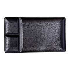 51212 - Dark Brown 9.35" Porcelain Divided Plates with Sauce Compartments, 24/Case