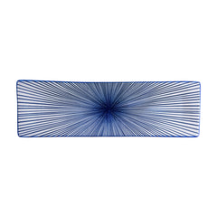 51250 - Blue Radial 12" Rectanglar Porcelain Flat Plate, Sushi Plate, 16/Case