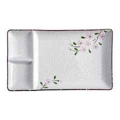 51188 - Pink Sakura 9.35" Porcelain Divided Plates with Sauce Compartments, 24/Case