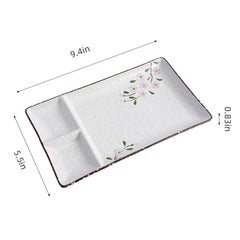 51188 - Pink Sakura 9.35" Porcelain Divided Plates with Sauce Compartments, 24/Case