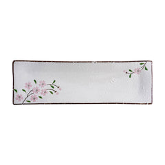 51174 - Pink Sakura 12" Rectanglar Porcelain Flat Plate, Sushi Plate, 16/Case