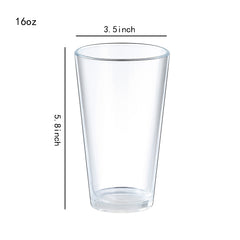 51158 - Mixing Glass, Pint Glass, 16 OZ Restaurant Basics Drinking Glasses, 24/Case