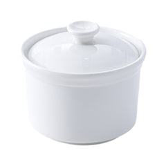 51098-4"white ceramic SOUP BOWL WITH LID-48/Case