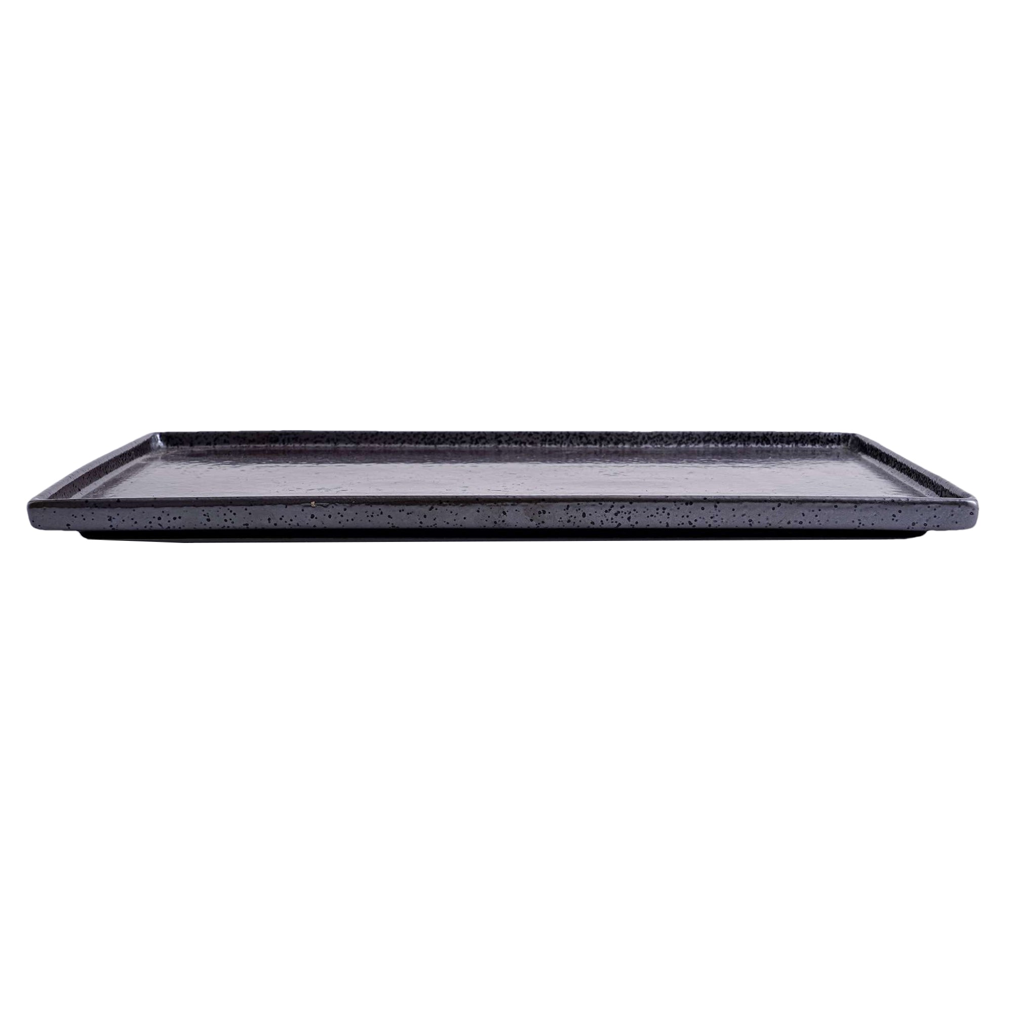 51204 - Dark Brown 12" Rimmed Rectanglar Porcelain Serving Platter, 12/Case