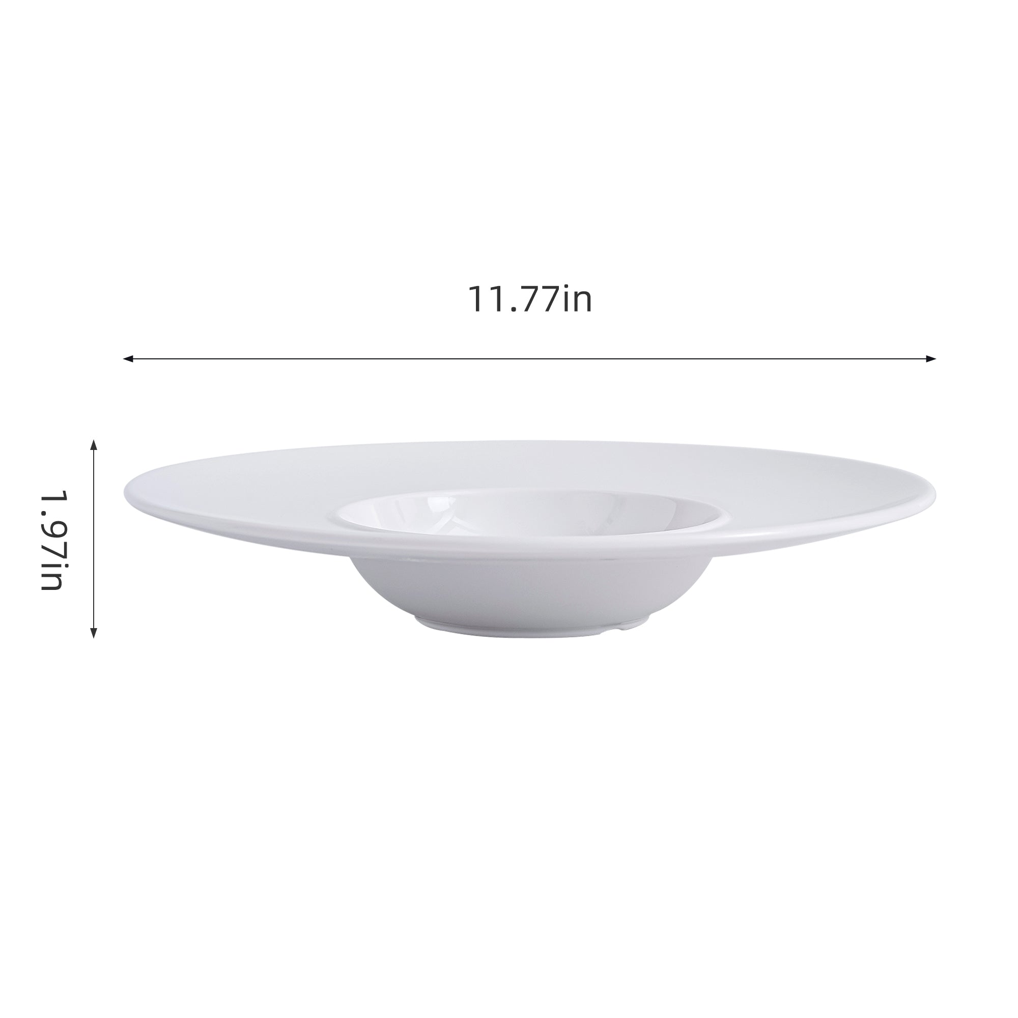 51041-Melamine Pasta Bowl, White Shallow Bowl Plates,Rimmed Bowls -24/Case