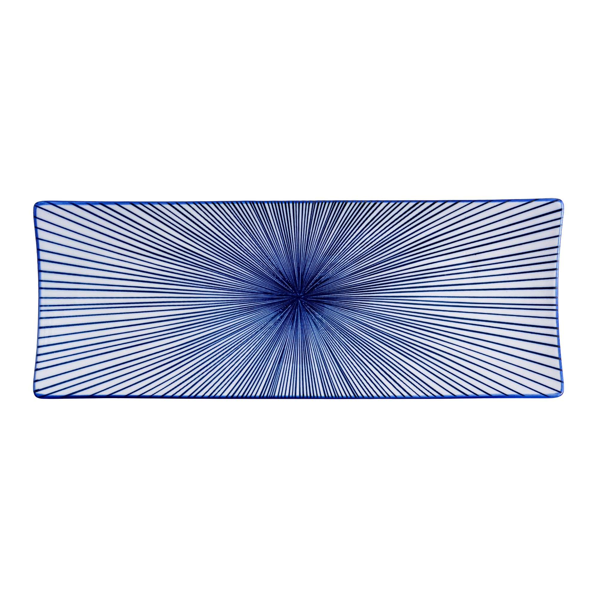 51251- Blue Radial 12" Rectanglar Porcelain Flat Plate, Sushi Plate, 16/Case