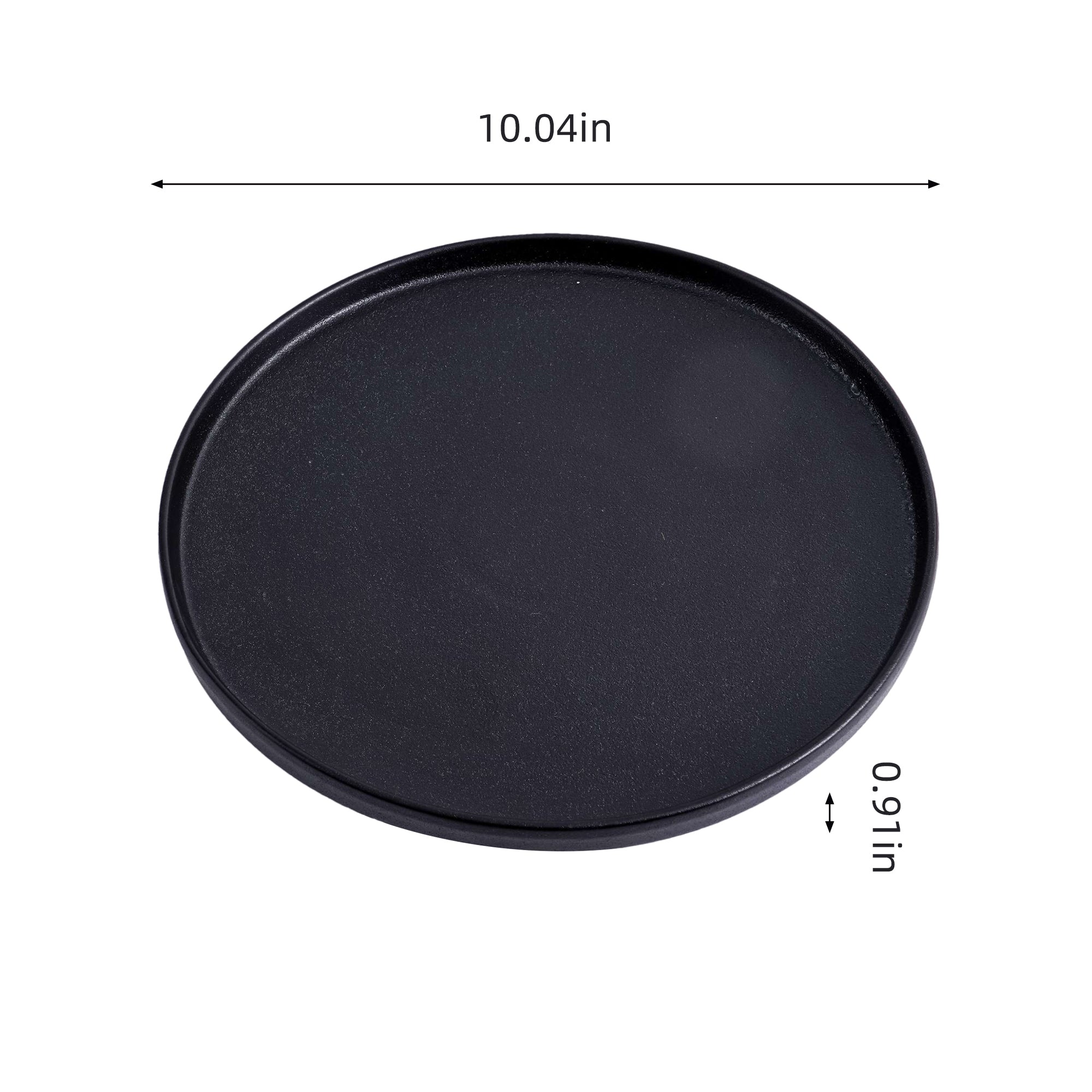 51225- Matte Black 10" Rimmed Round Porcelain Coupe Plate, 12/Case