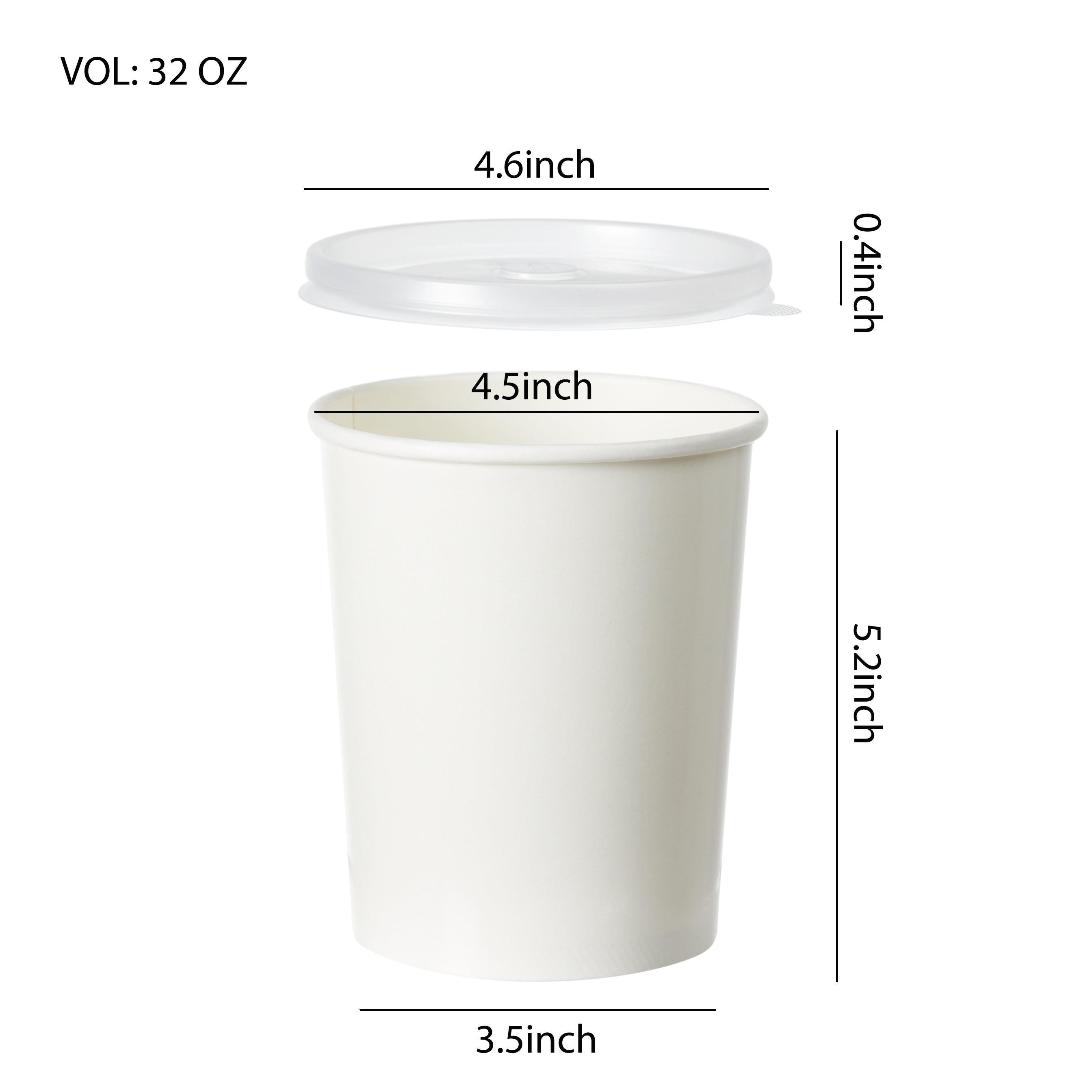51390-DealbyBox Disposable Kraft Paper Soup Cups with Lids, Paper Food Containers, Ice Cream Cups, To Go Bowls for Hot and Cold Food Combo Pack (250 Sets,32oz)