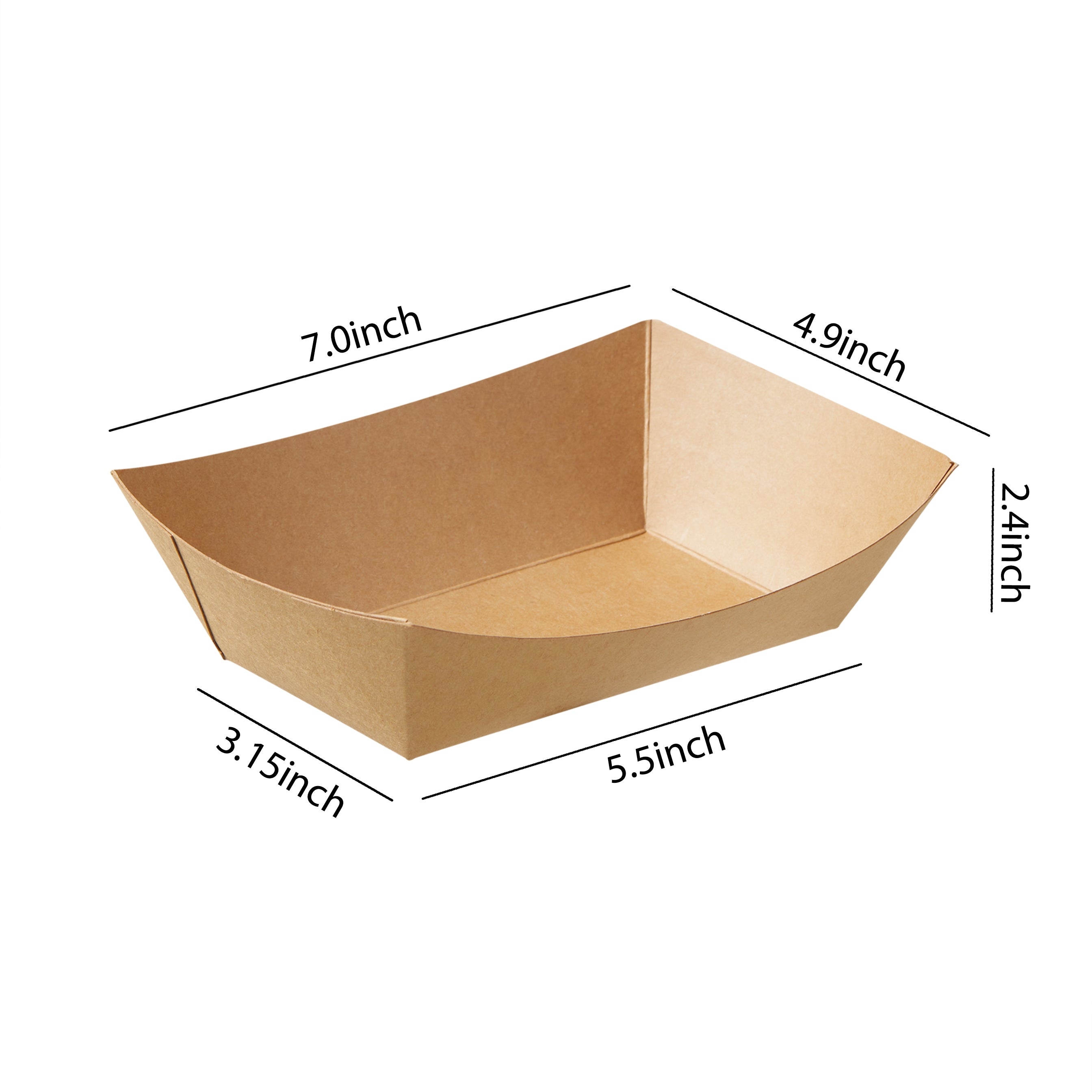 51381-Paper Food Trays Greaseproof, Heavy Duty Kraft Food Holders, Disposable Paper Food Boats(500pack,3LB)