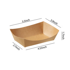 51380-Paper Food Trays Greaseproof, Heavy Duty Kraft Food Holders, Disposable Paper Food Boats(1000pack,2LB)
