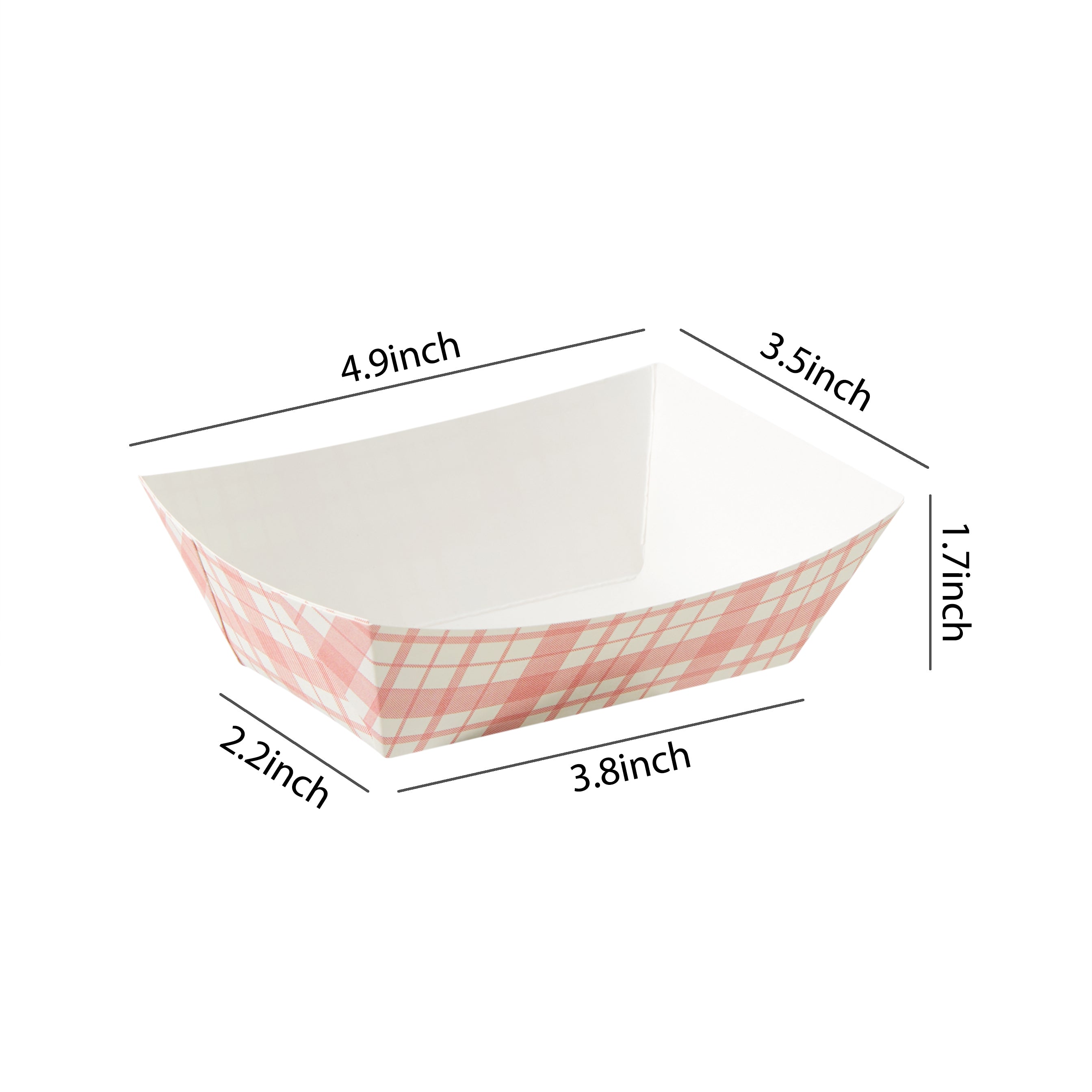51374-Paper Food Trays Greaseproof, Heavy Duty Kraft Food Holders, Disposable Paper Food Boats, Red-Checkered(1000,1LB)