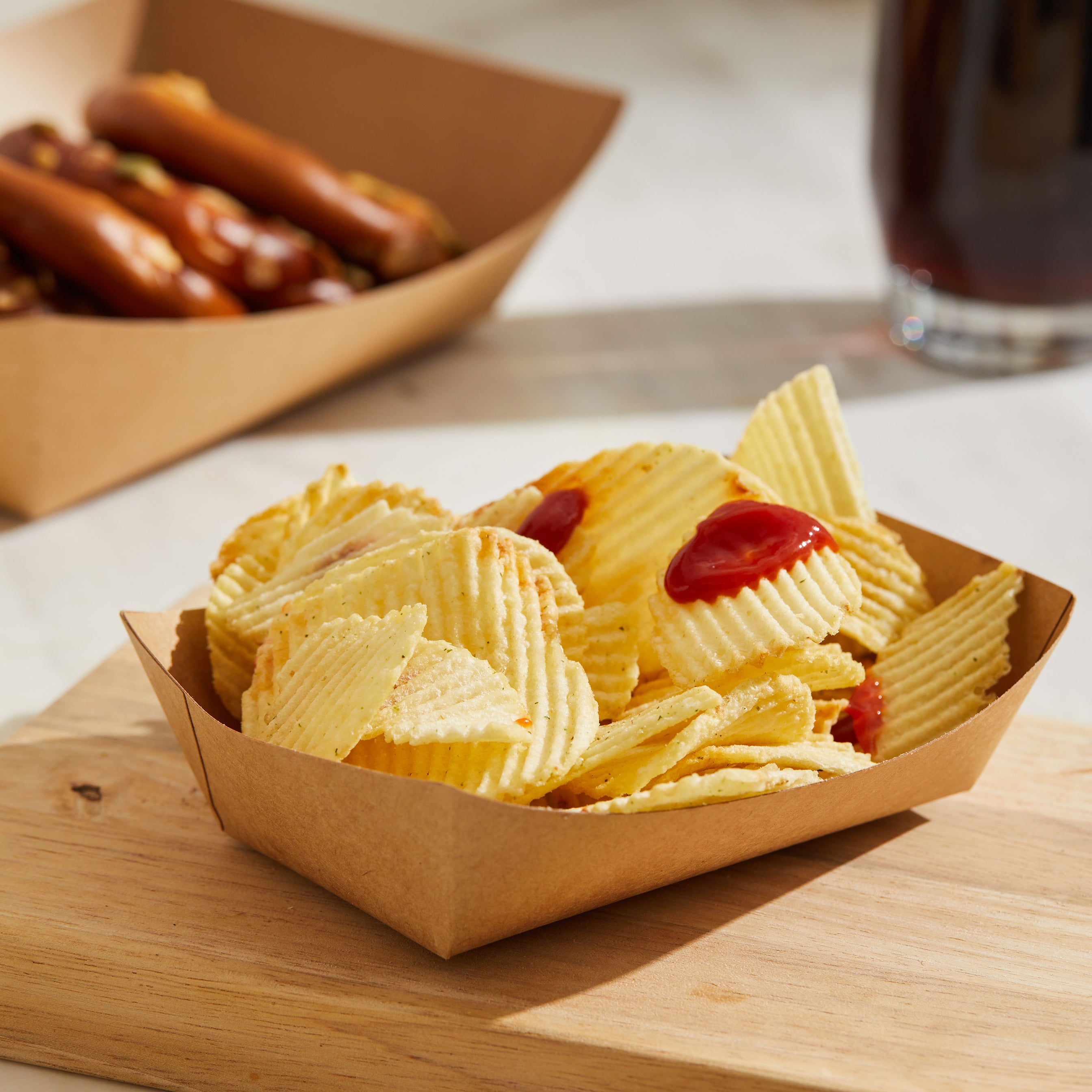 51380-Paper Food Trays Greaseproof, Heavy Duty Kraft Food Holders, Disposable Paper Food Boats(1000pack,2LB)