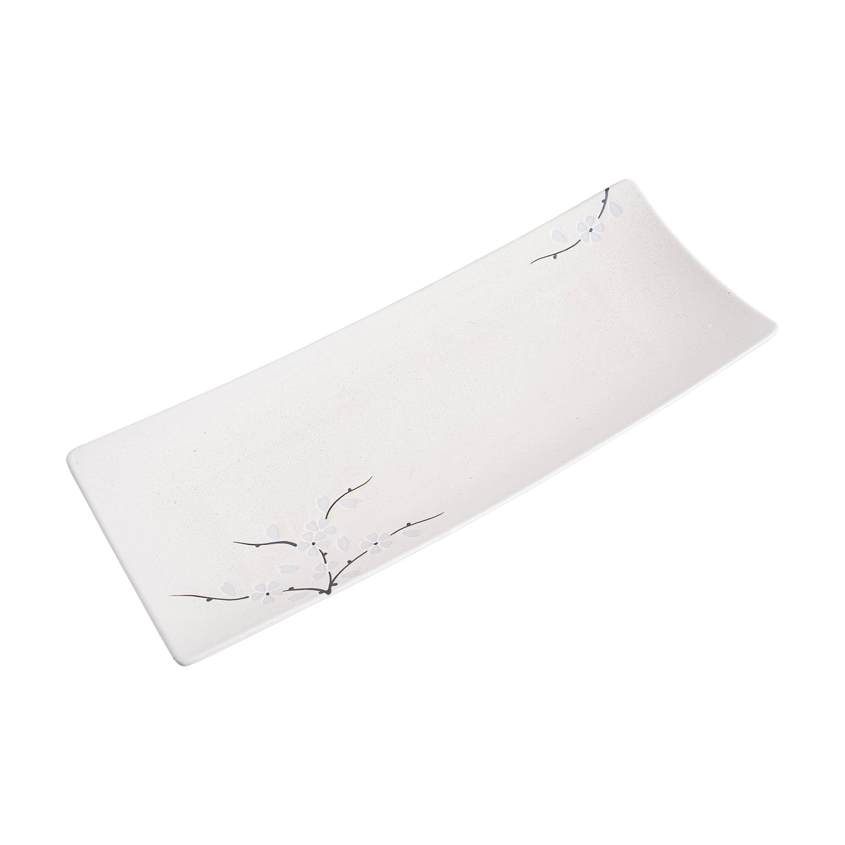 51240- White Sakura 14" Rectanglar Porcelain Flat Plate, Sushi Plate, 12/Case