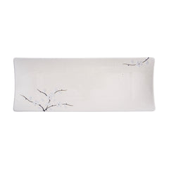 51240- White Sakura 14" Rectanglar Porcelain Flat Plate, Sushi Plate, 12/Case
