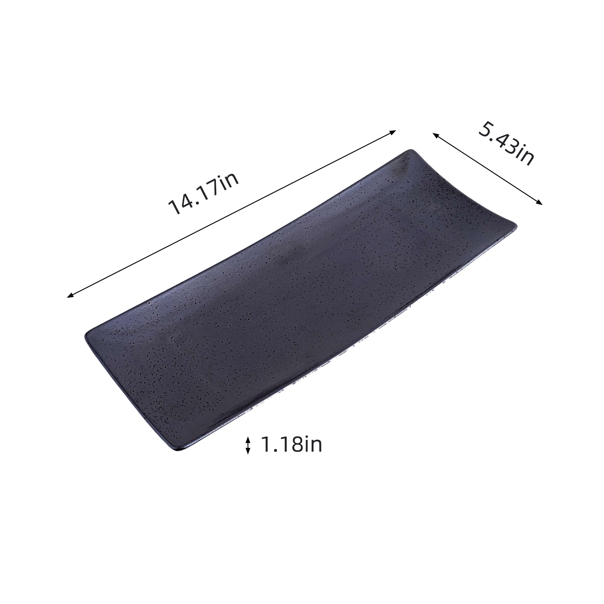 51203- Dark Brown 14" Rectanglar Porcelain Flat Plate, Sushi Plate, 12/Case