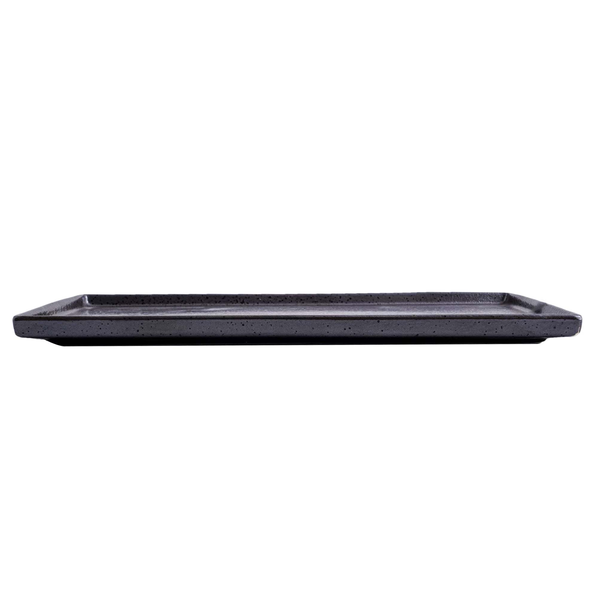 51205 - Dark Brown 14" Rimmed Rectanglar Porcelain Serving Platter, 8/Case