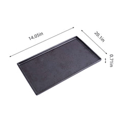 51205 - Dark Brown 14" Rimmed Rectanglar Porcelain Serving Platter, 8/Case