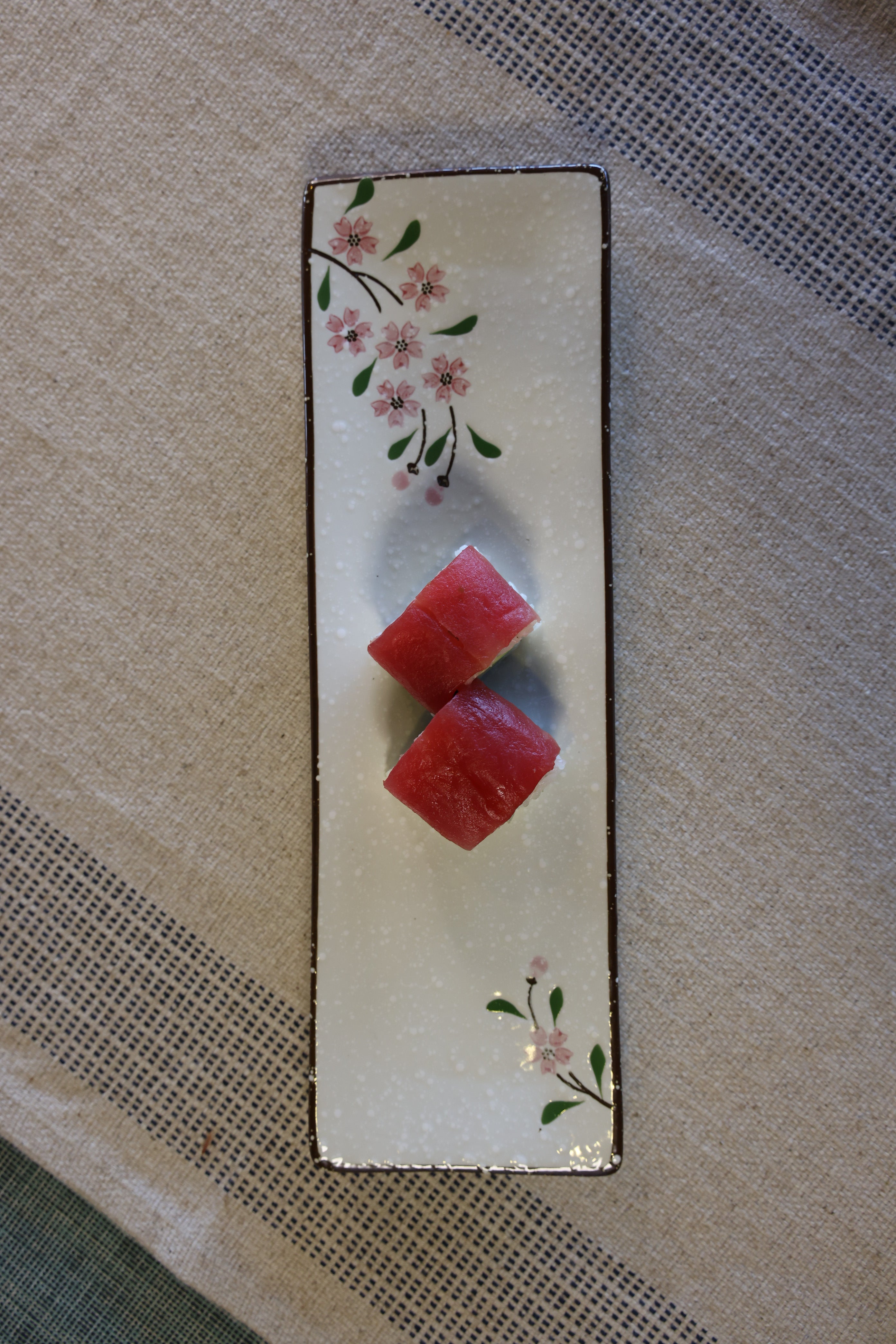 51174 - Pink Sakura 12" Rectanglar Porcelain Flat Plate, Sushi Plate, 16/Case