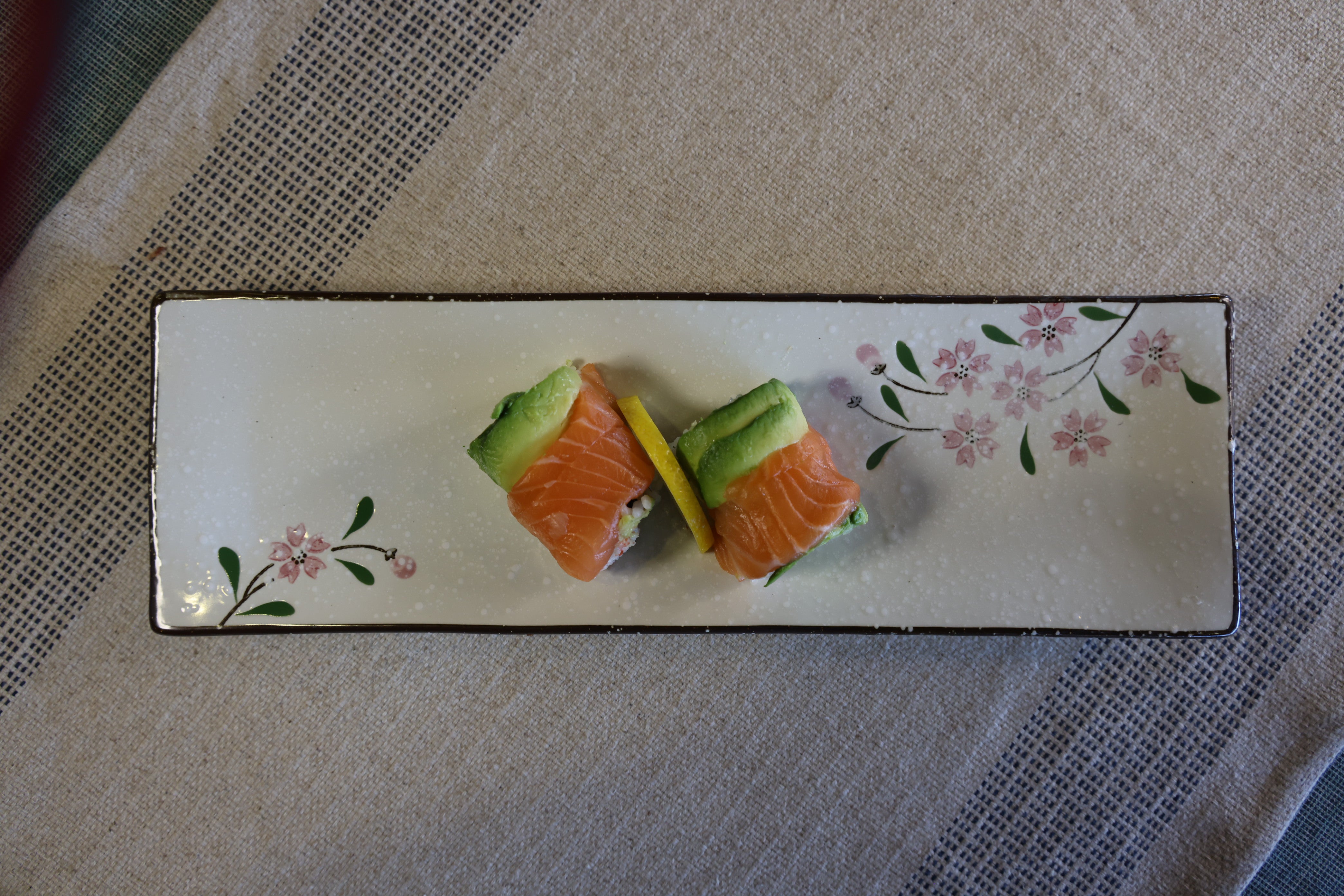 51175 - Pink Sakura 14" Rectanglar Porcelain Flat Plate, Sushi Plate, 16/Case