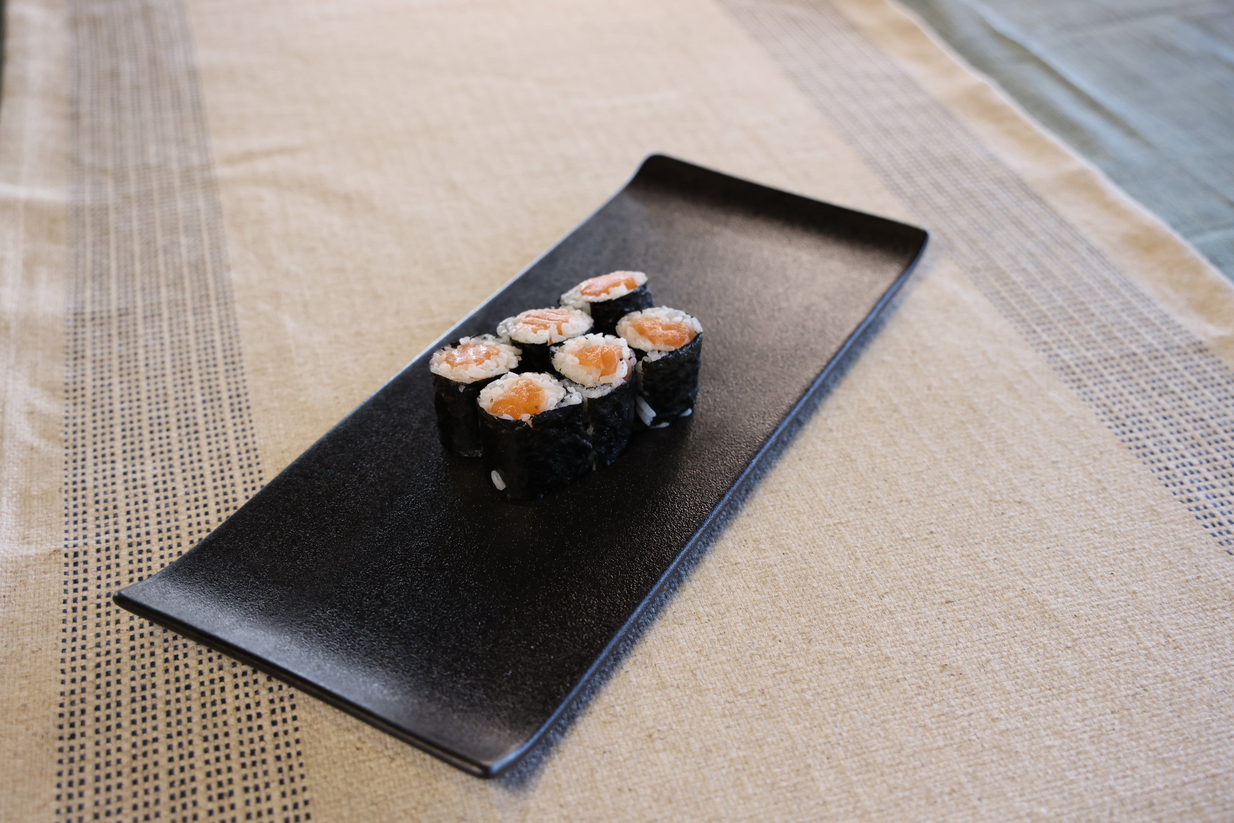 51229- Matte Black 12" Rectanglar Porcelain Flat Plate, Sushi Plate, 16/Case