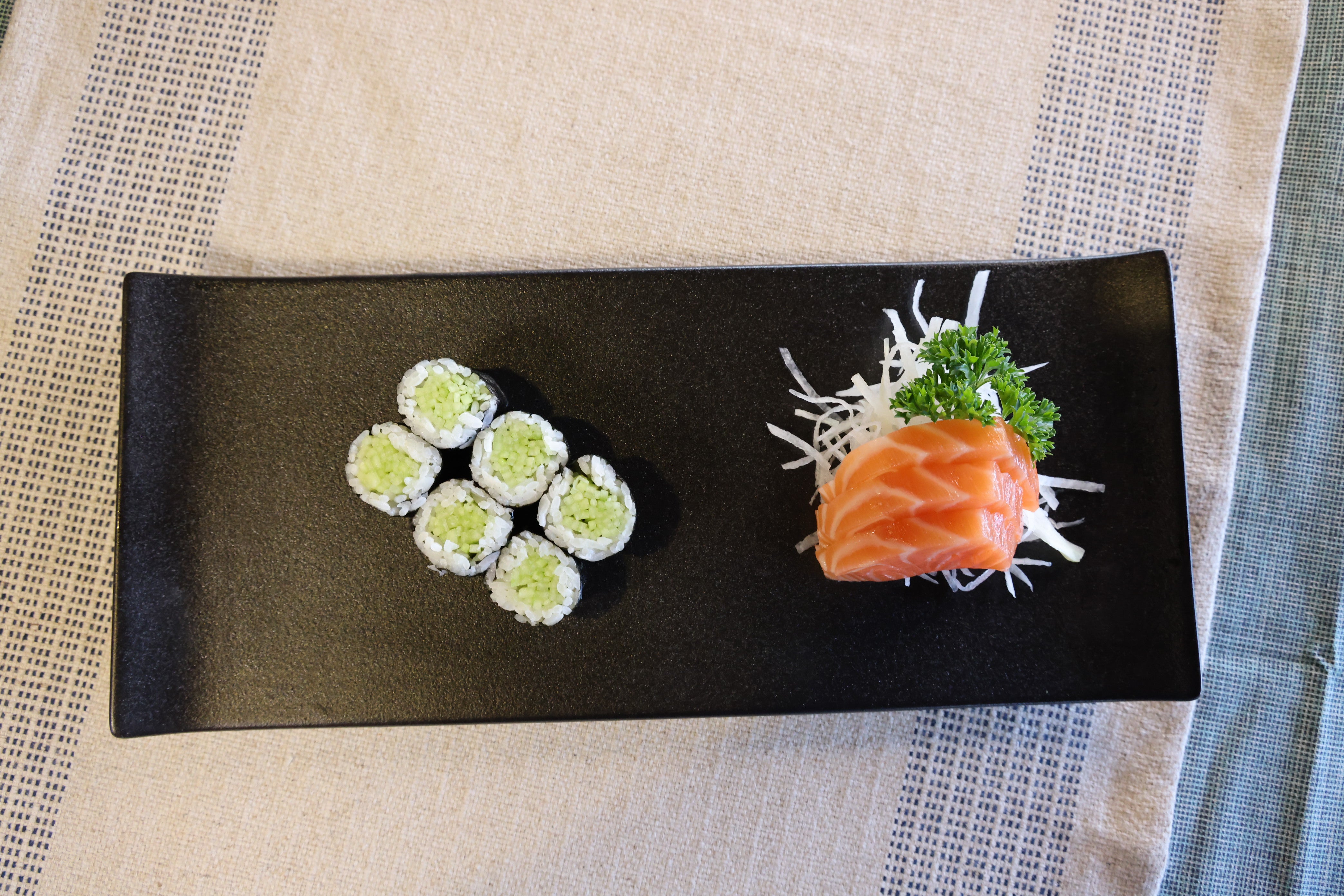 51230- Matte Black 14" Rectanglar Porcelain Flat Plate, Sushi Plate, 12/Case