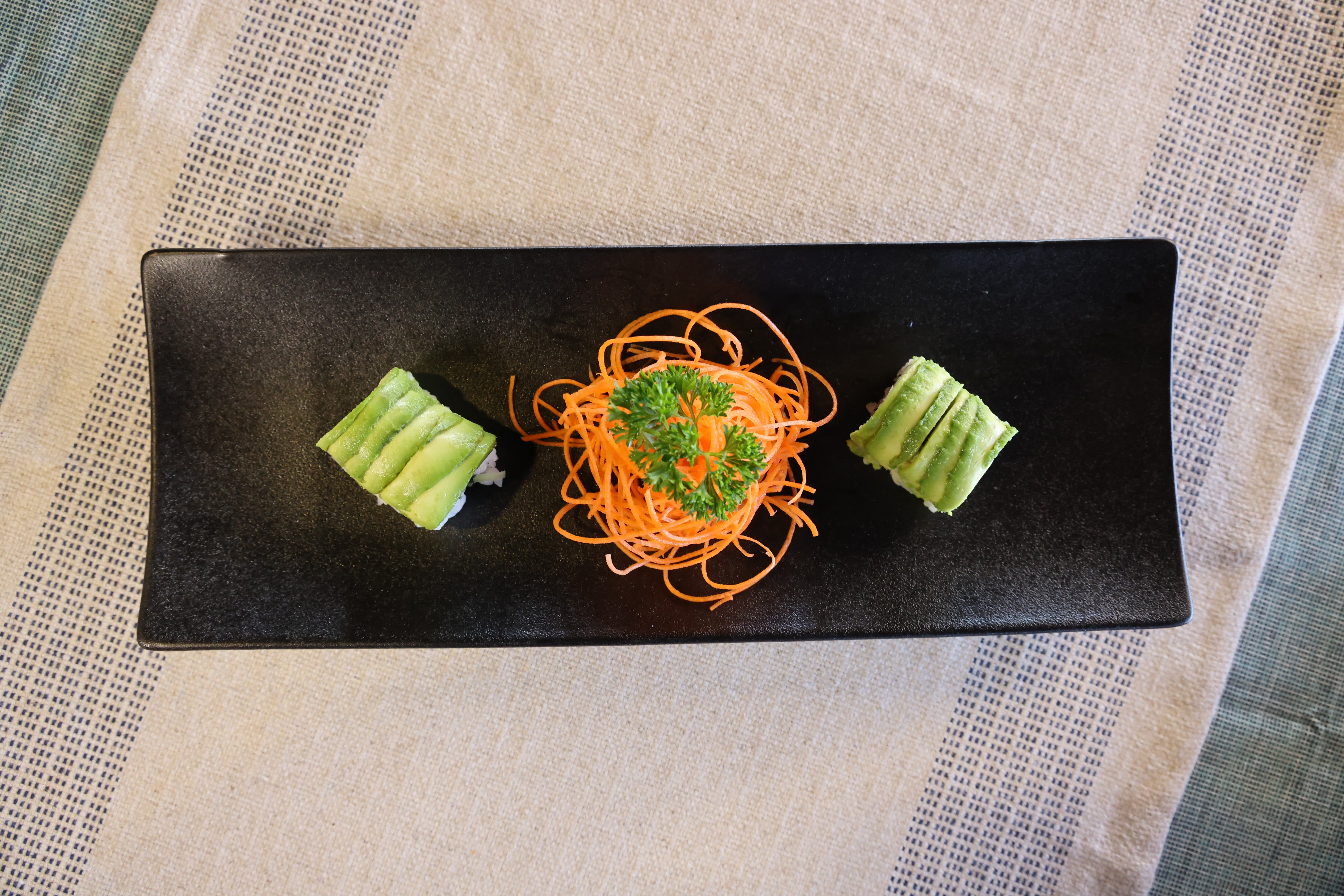 51228- Matte Black 14" Rectanglar Porcelain Flat Plate, Sushi Plate, 12/Case