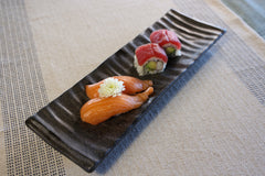 51054-Matte Black Ceramic Food Serving Platters (12 x 3 3/4Inch Rectangle Plates)-24/Case