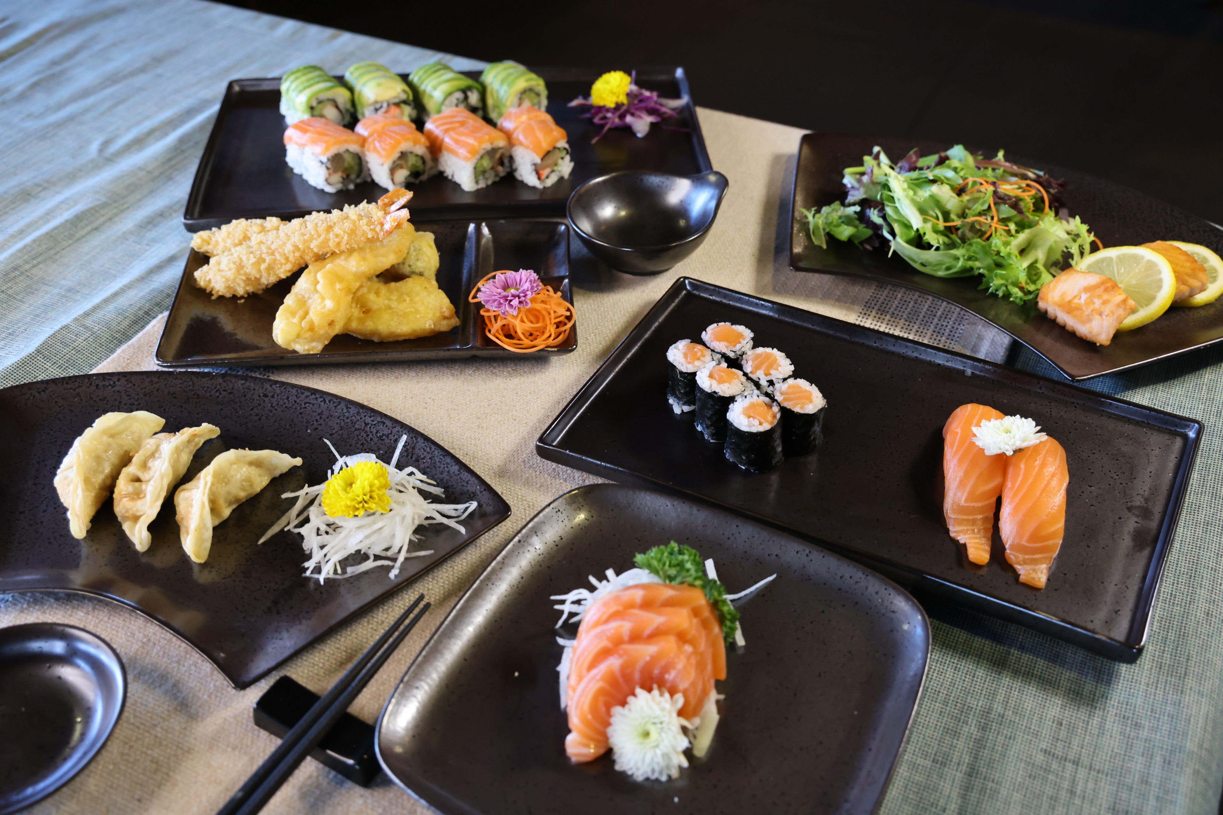 51210 - Dark Brown 14" Sector Shape Porcelain Plate, Sushi Sashimi Plate, 12/Case