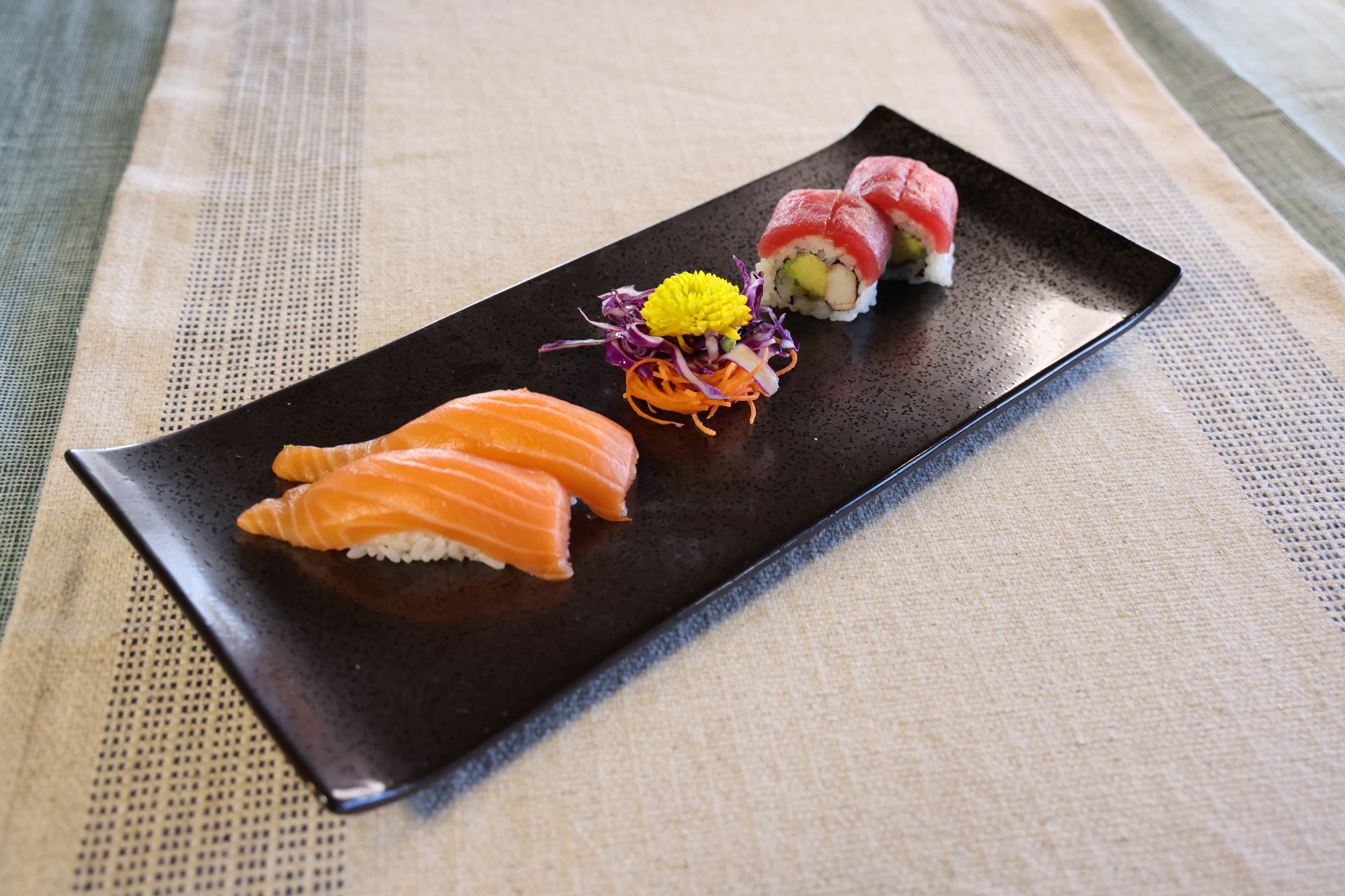 51207 Dark Brown 12" Rectanglar Porcelain Flat Plate, Sushi Plate, 16/Case