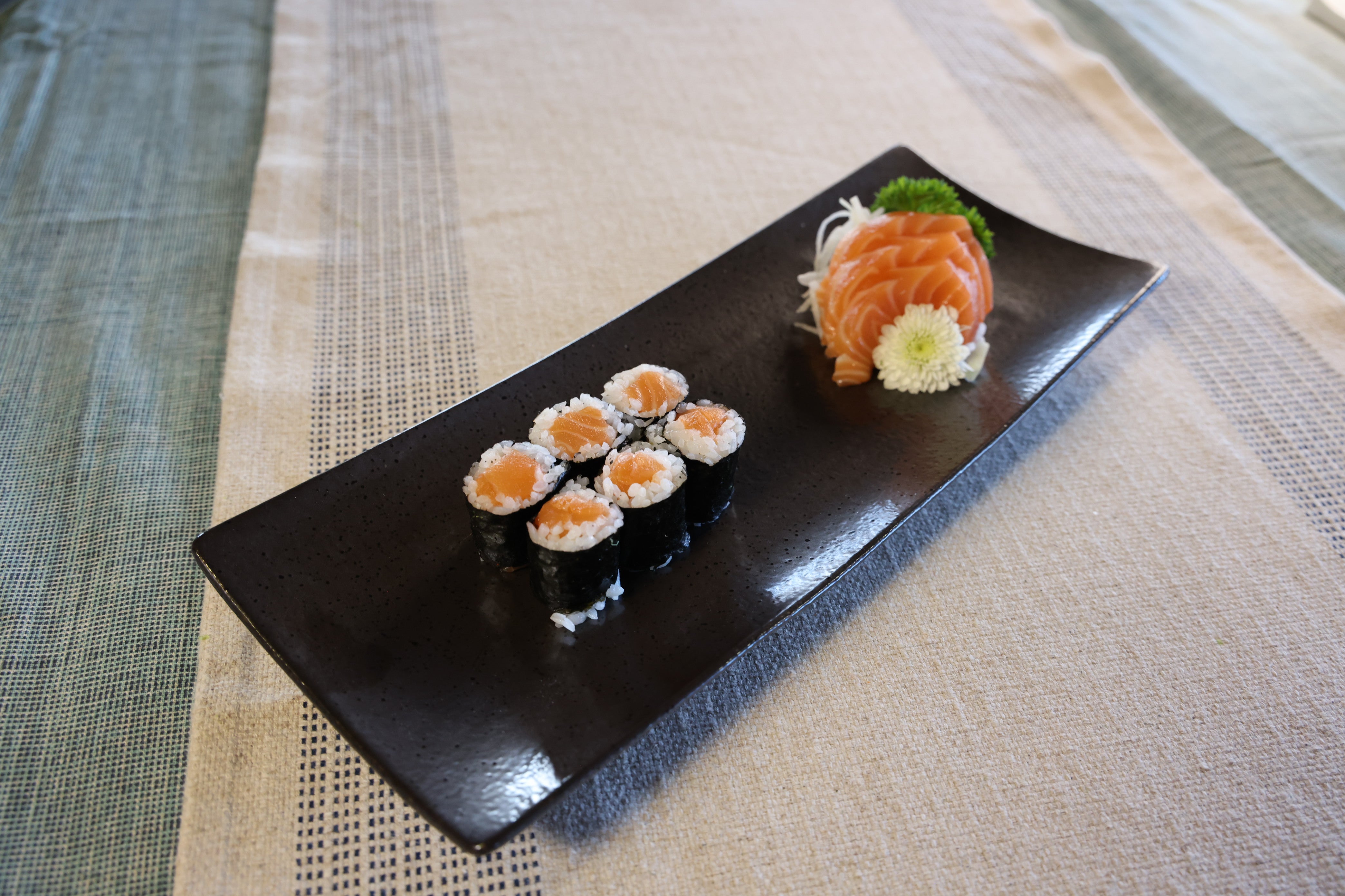 51202- Dark Brown 12" Rectanglar Porcelain Flat Plate, Sushi Plate, 16/Case