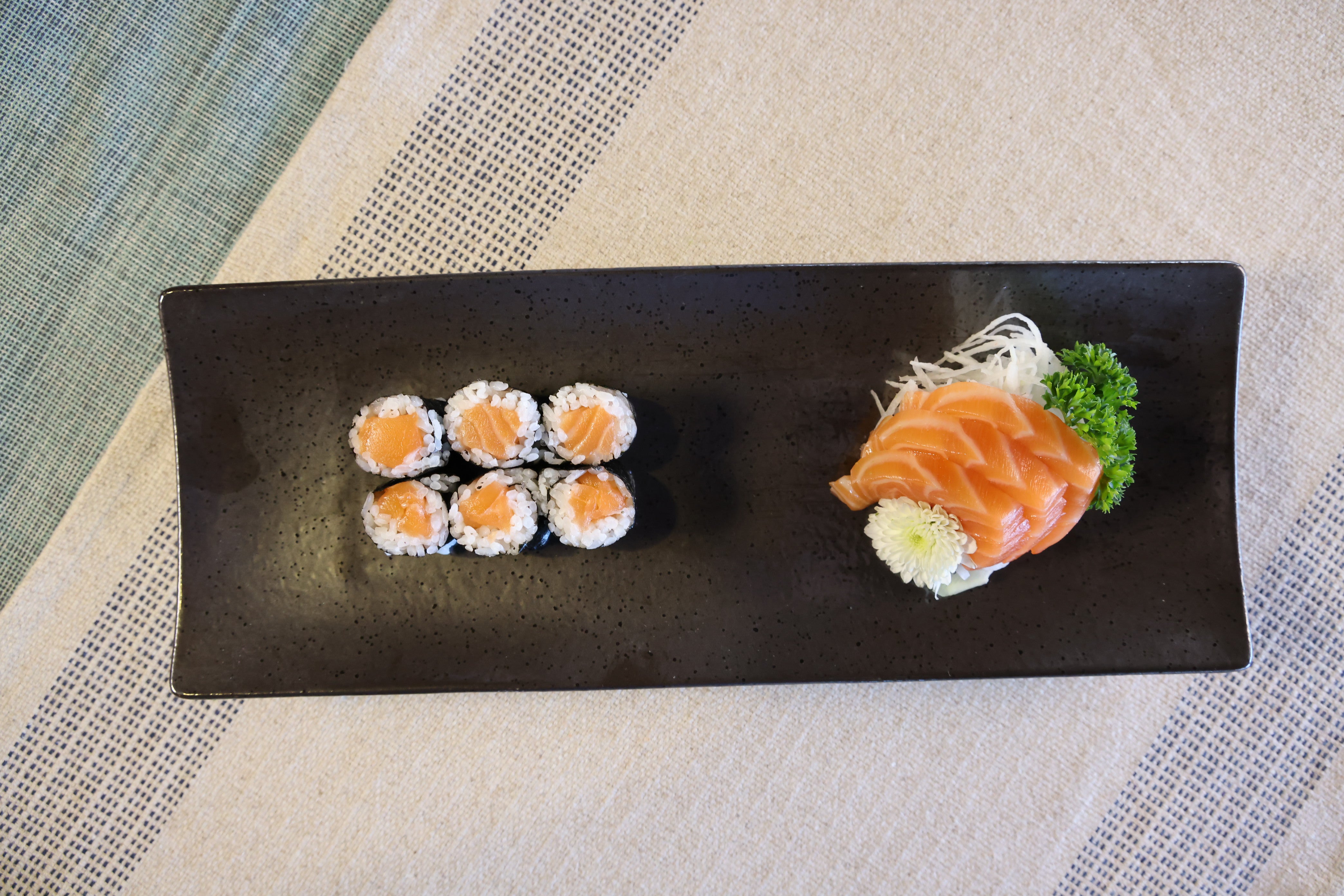 51202- Dark Brown 12" Rectanglar Porcelain Flat Plate, Sushi Plate, 16/Case
