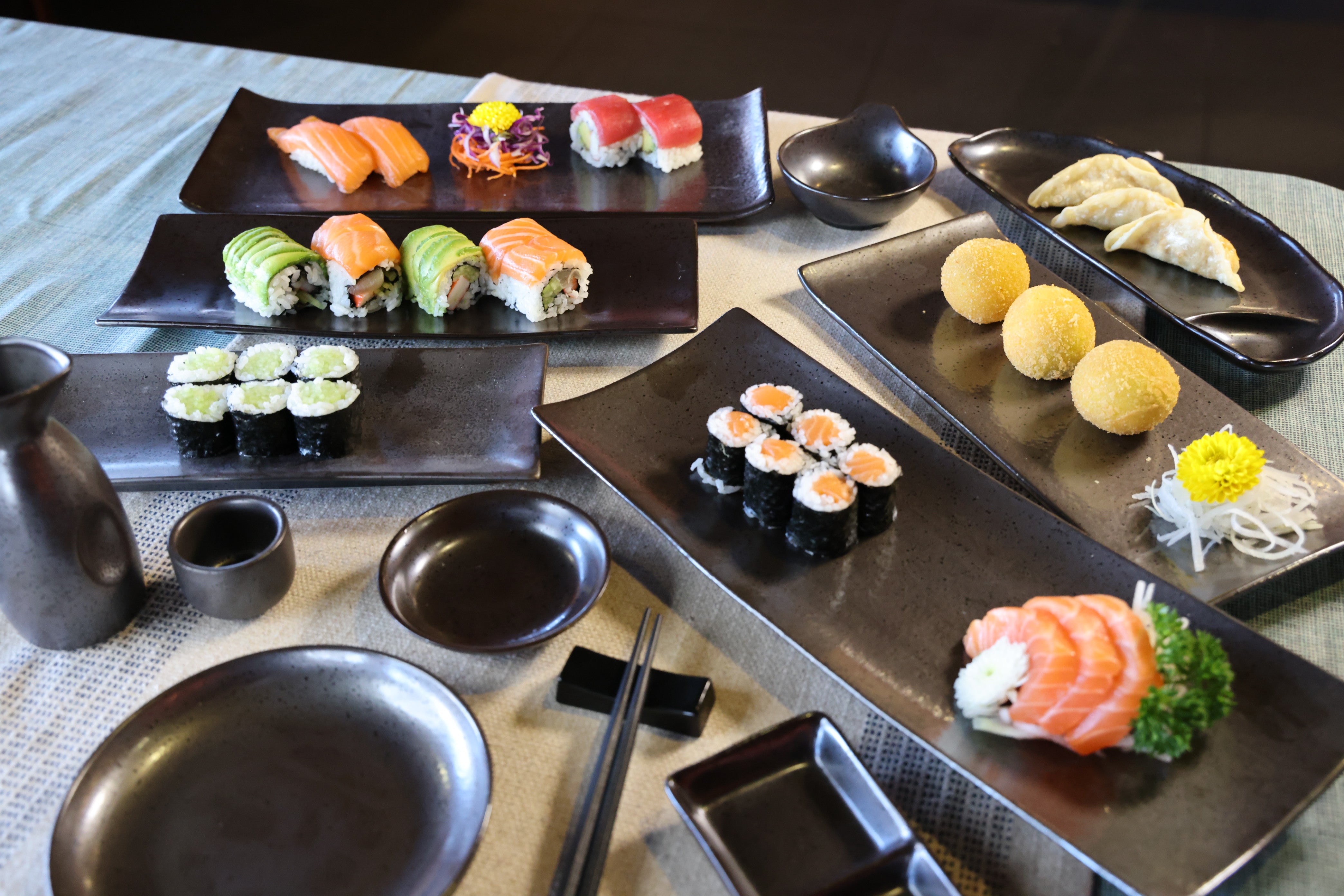 51202- Dark Brown 12" Rectanglar Porcelain Flat Plate, Sushi Plate, 16/Case