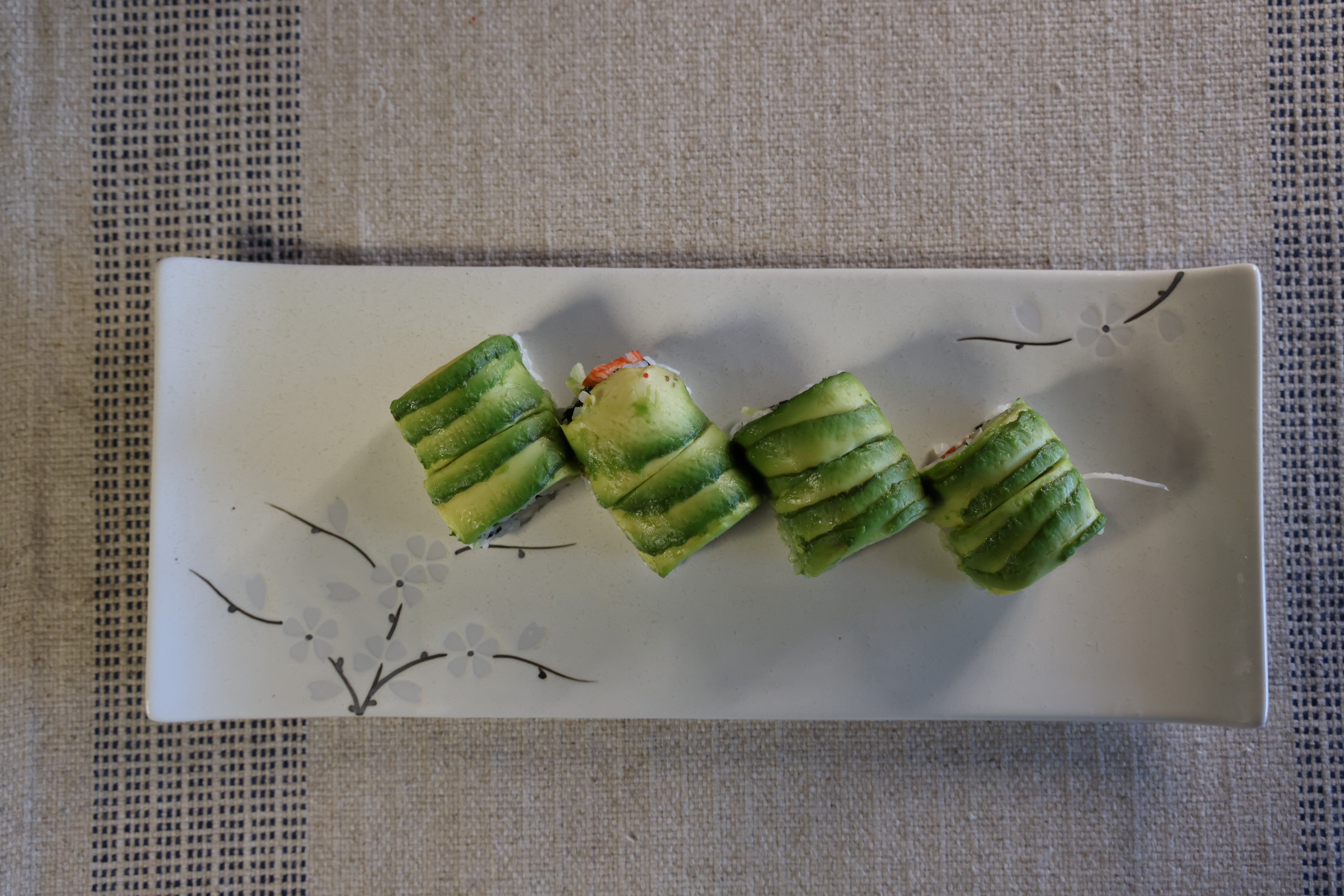 51241- White Sakura 12" Rectanglar Porcelain Flat Plate, Sushi Plate, 16/Case