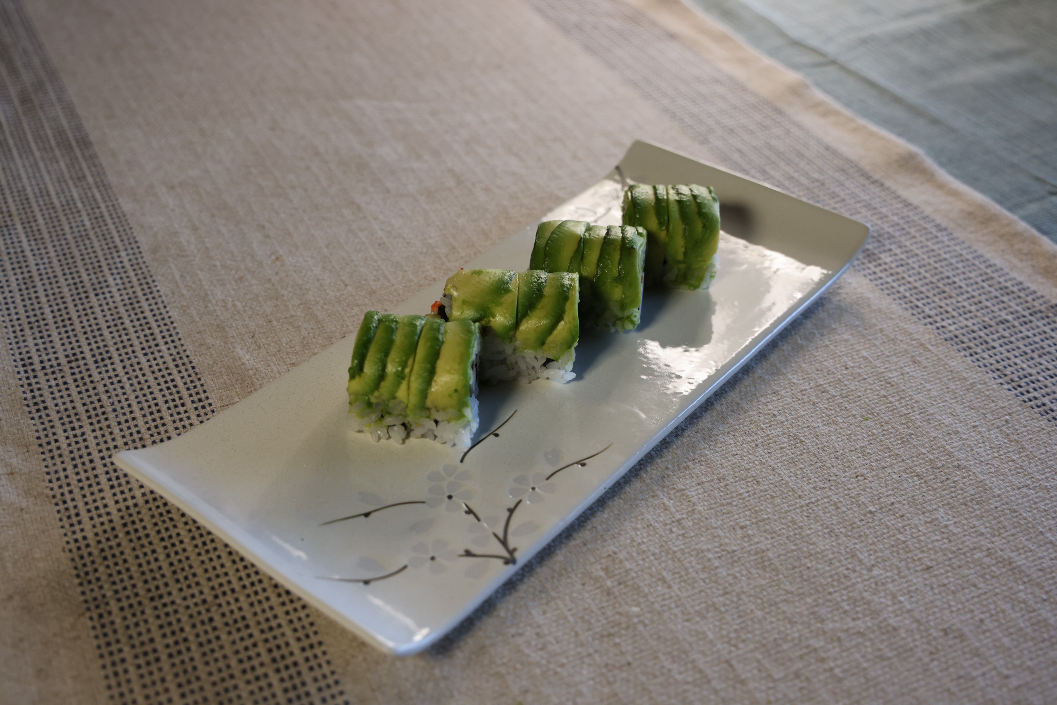 51241- White Sakura 12" Rectanglar Porcelain Flat Plate, Sushi Plate, 16/Case