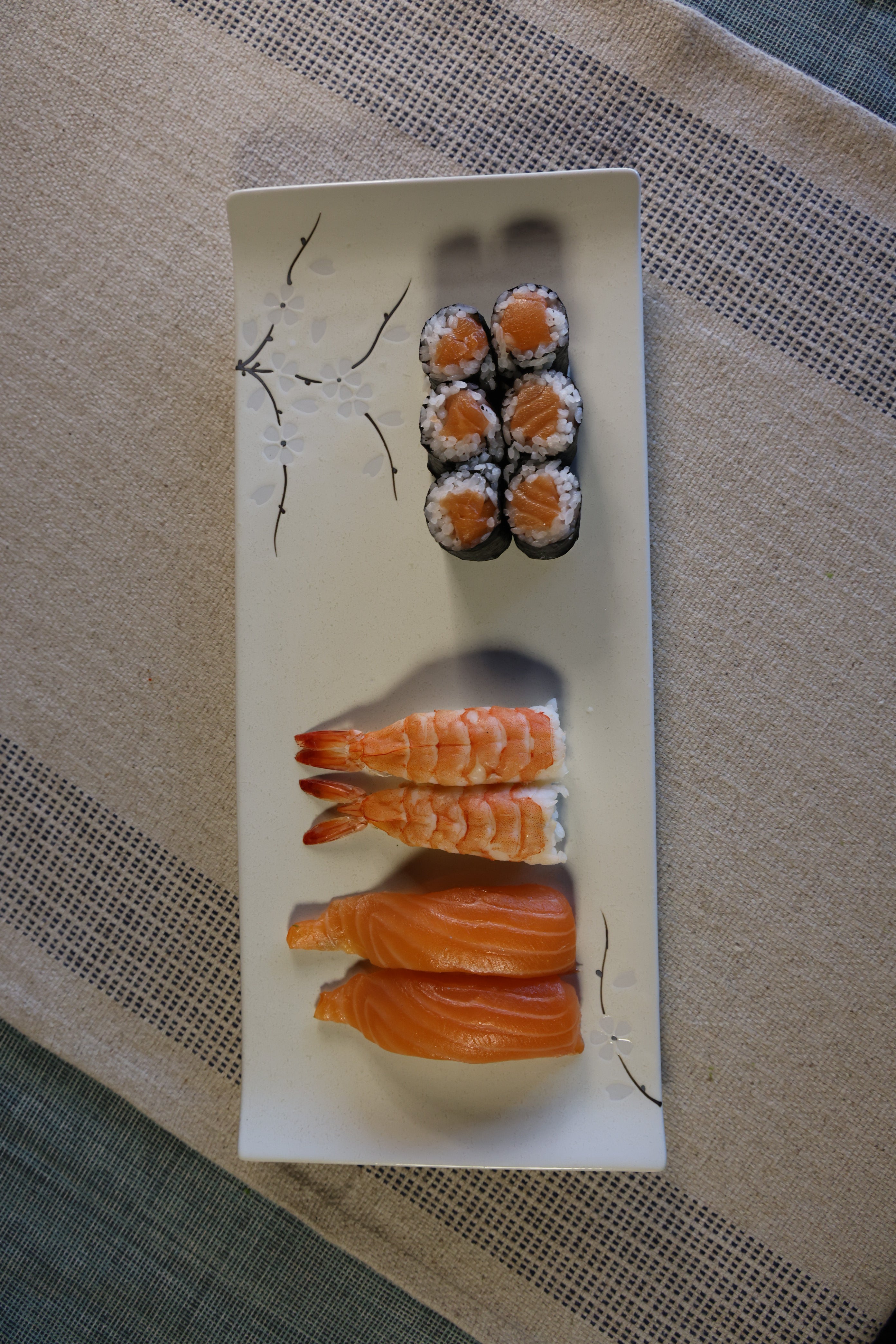 51242- White Sakura 14" Rectanglar Porcelain Flat Plate, Sushi Plate, 12/Case