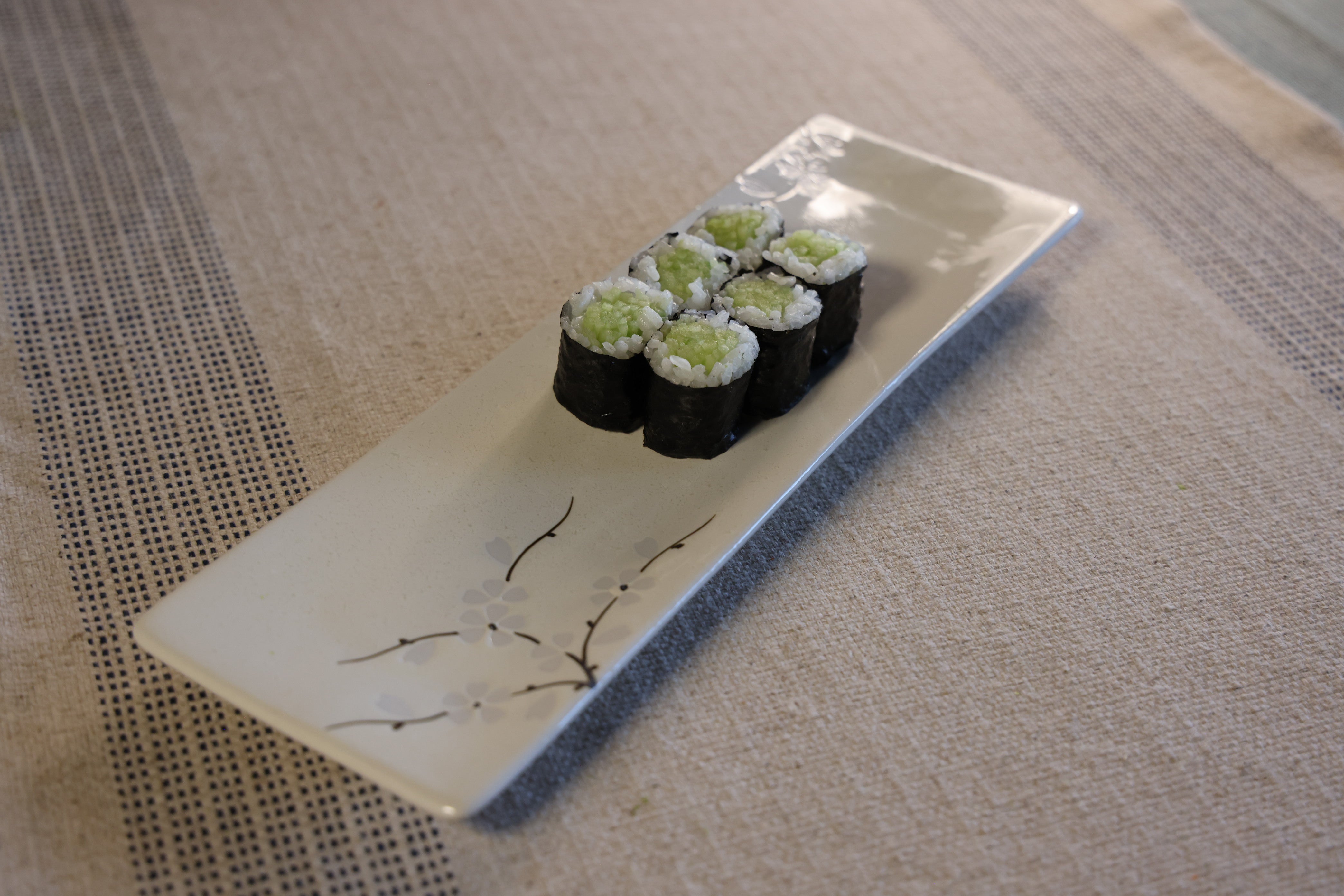 51239 - White Sakura 12" Rectanglar Porcelain Flat Plate, Sushi Plate, 16/Case
