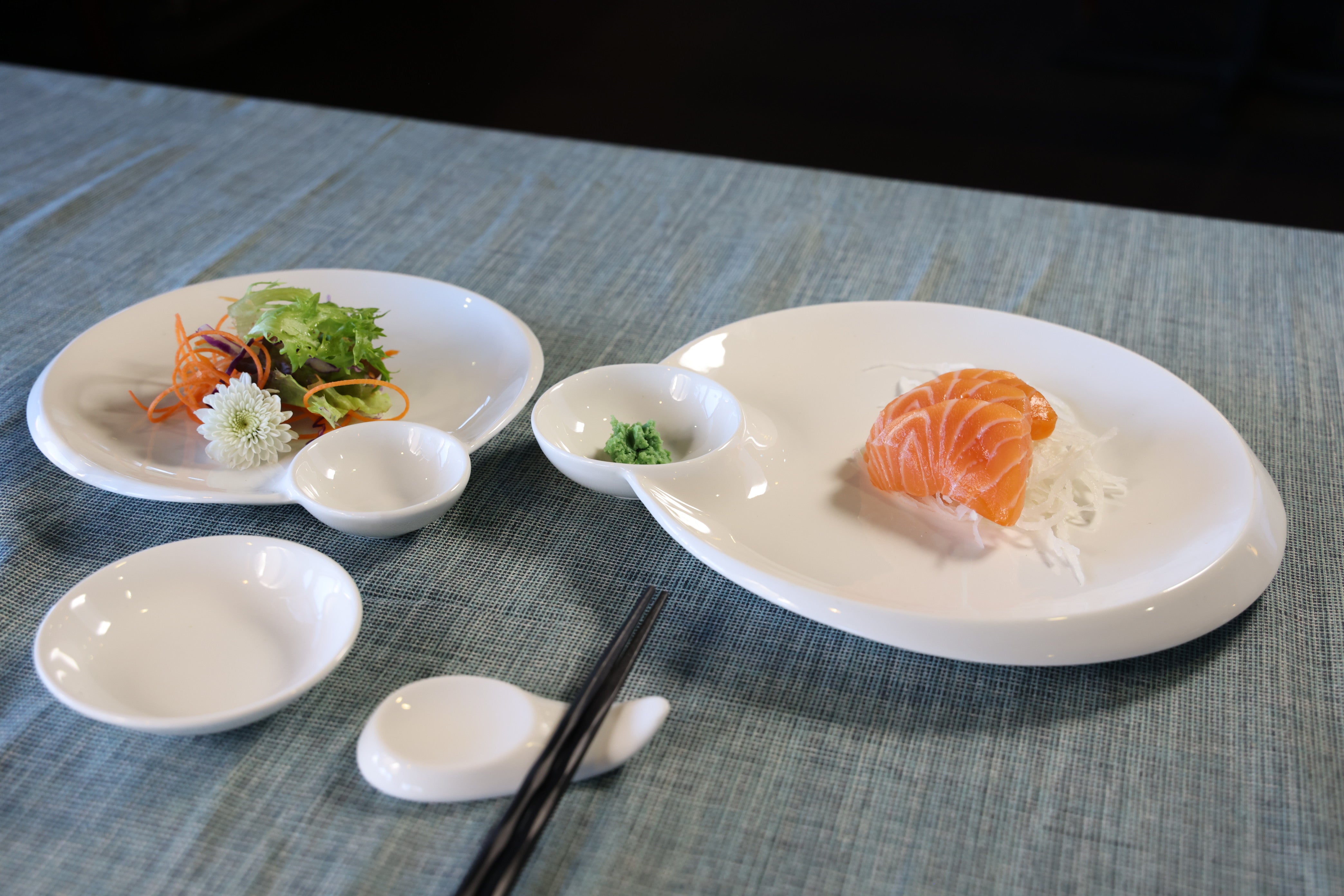 51106-11"Ceramic Dumpling/Sushi/Sashimi Plates with Sauce Dish-24/Case