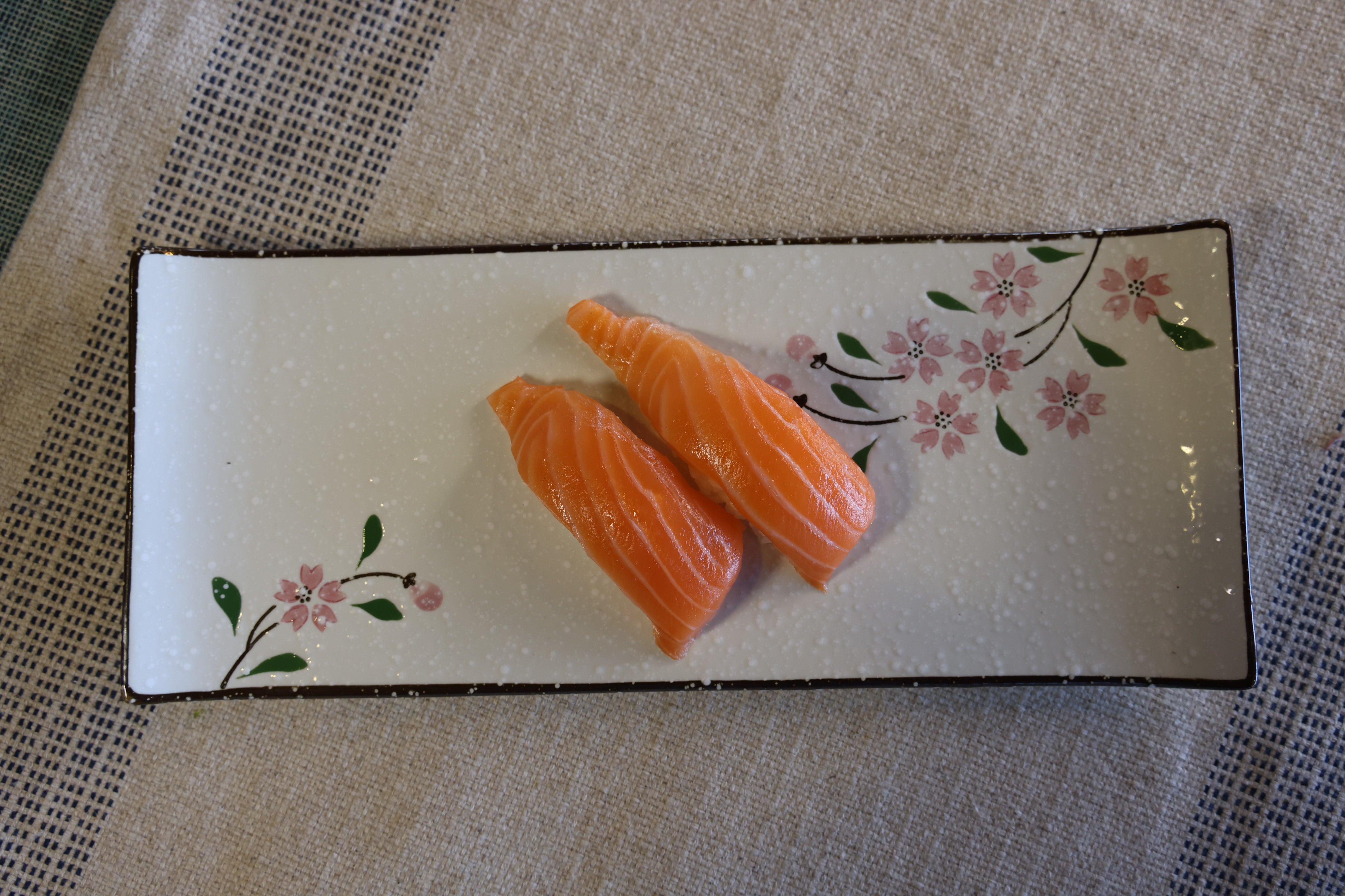 51183- Pink Sakura 12" Rectanglar Porcelain Flat Plate, Sushi Plate, 16/Case