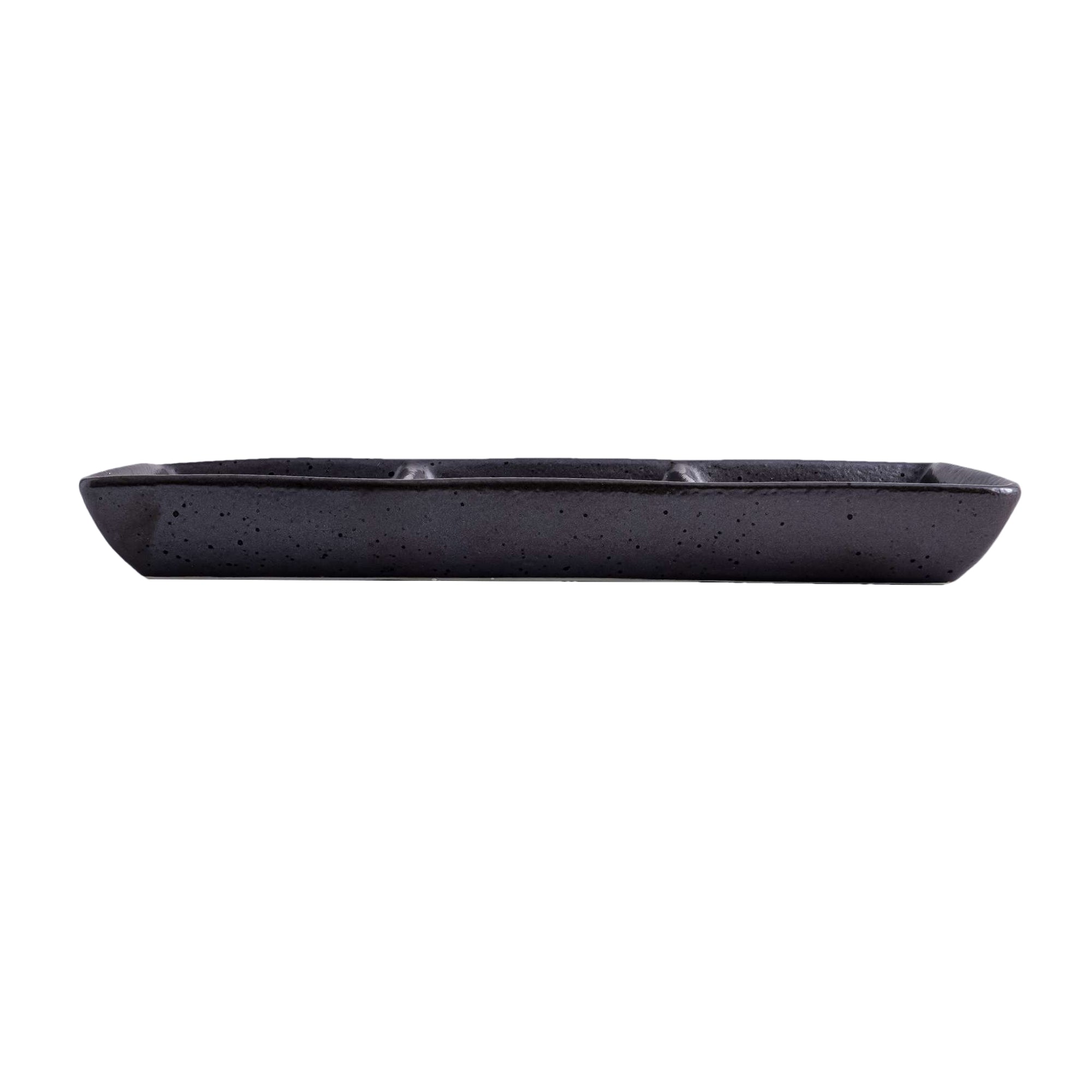 51213 - Dark Brown 7.8" Rectanglar Porcelain Soy Sauce Dish, 3 Compartment, 48/Case